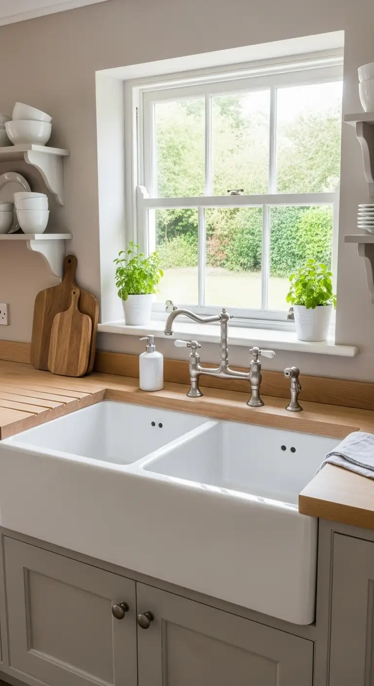 18. Farmhouse Double Corner Sink