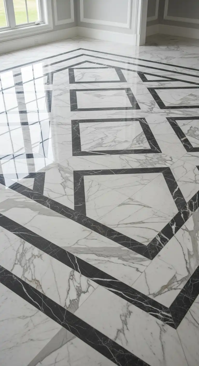 Geometric Calacatta Marble Layouts