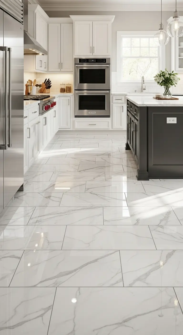 18. Luxury Vinyl Tiles with Marble Finish