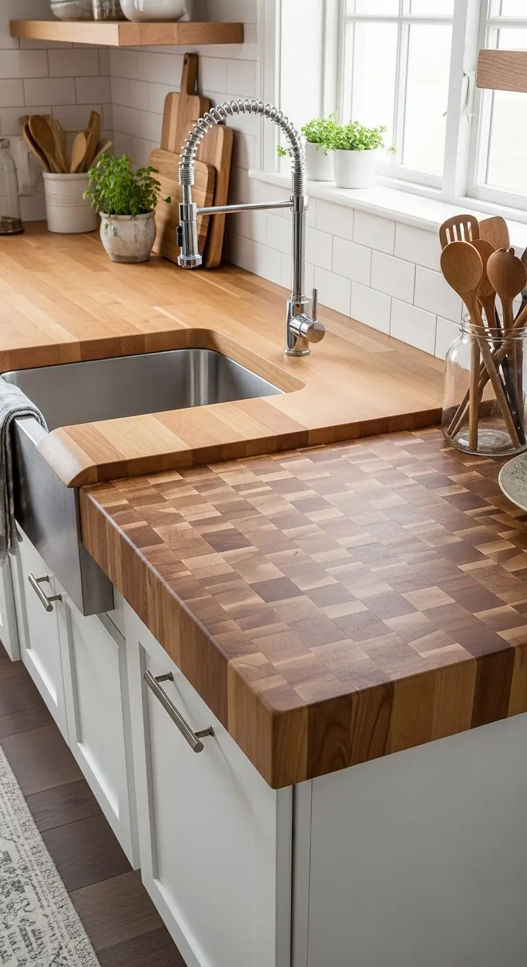 Maple Slab with Butcher Block Extension