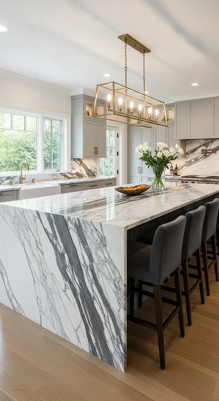 Marbled Waterfall Bar Counter