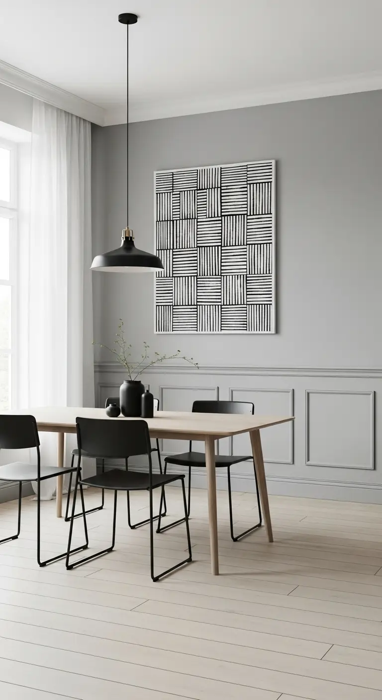 18. Minimalist Monochrome Wainscoting