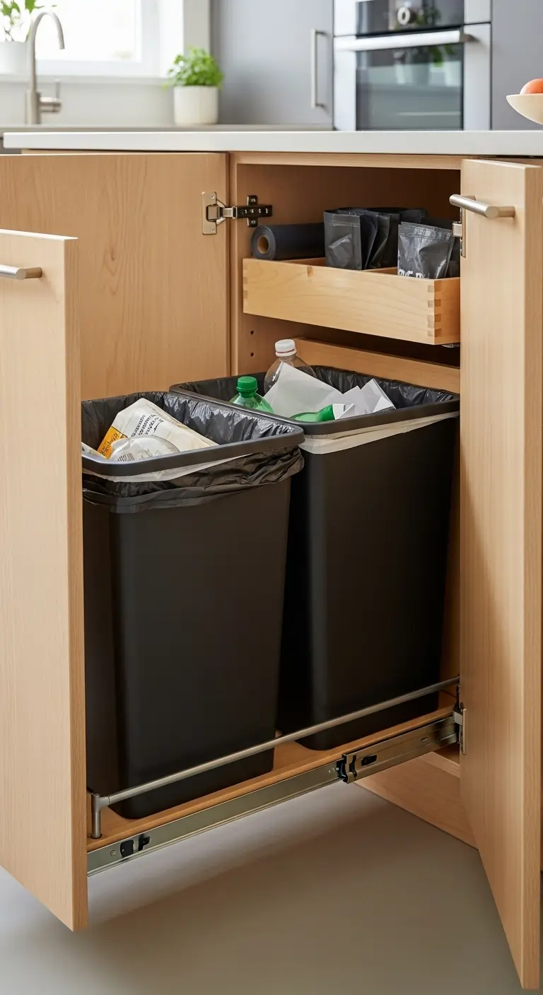 18. Pull-Out Trash and Recycling Bins