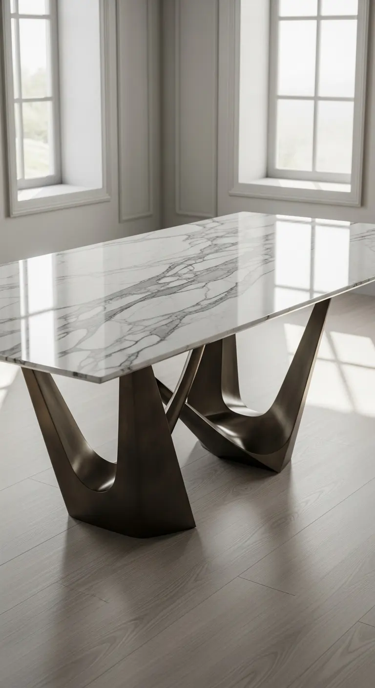 18. Rectangular Table with Sculptural Metal Base