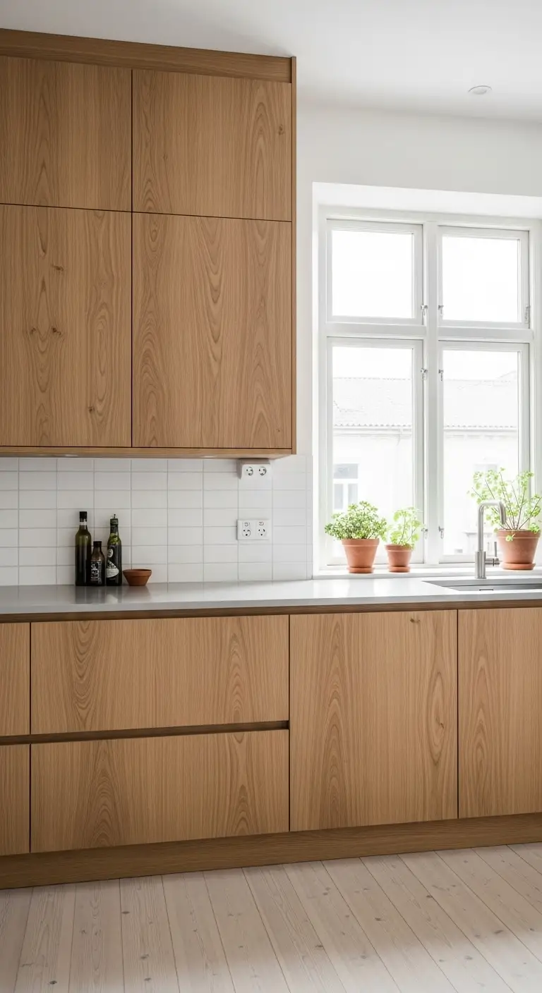 Scandinavian Cabinets with Natural Oak Finish