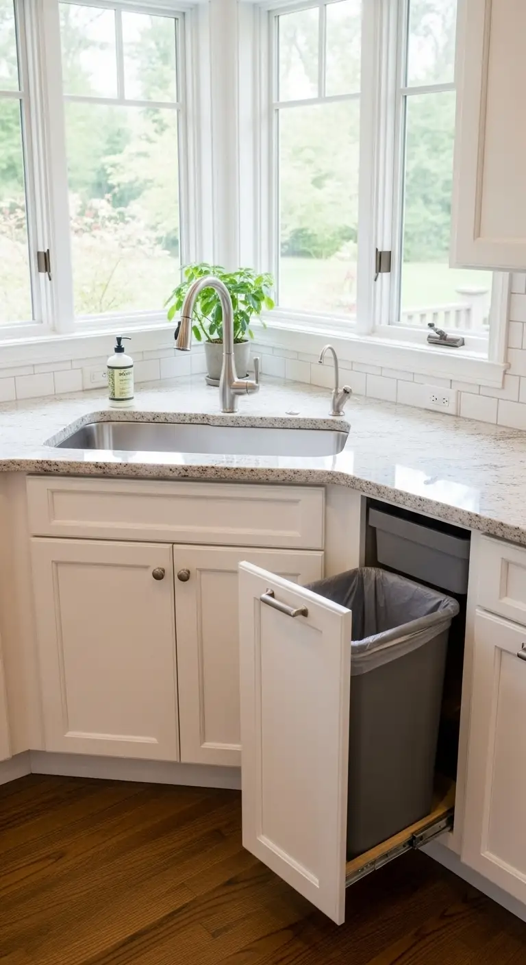 19. Corner Sink with Pull-Out Trash Bin