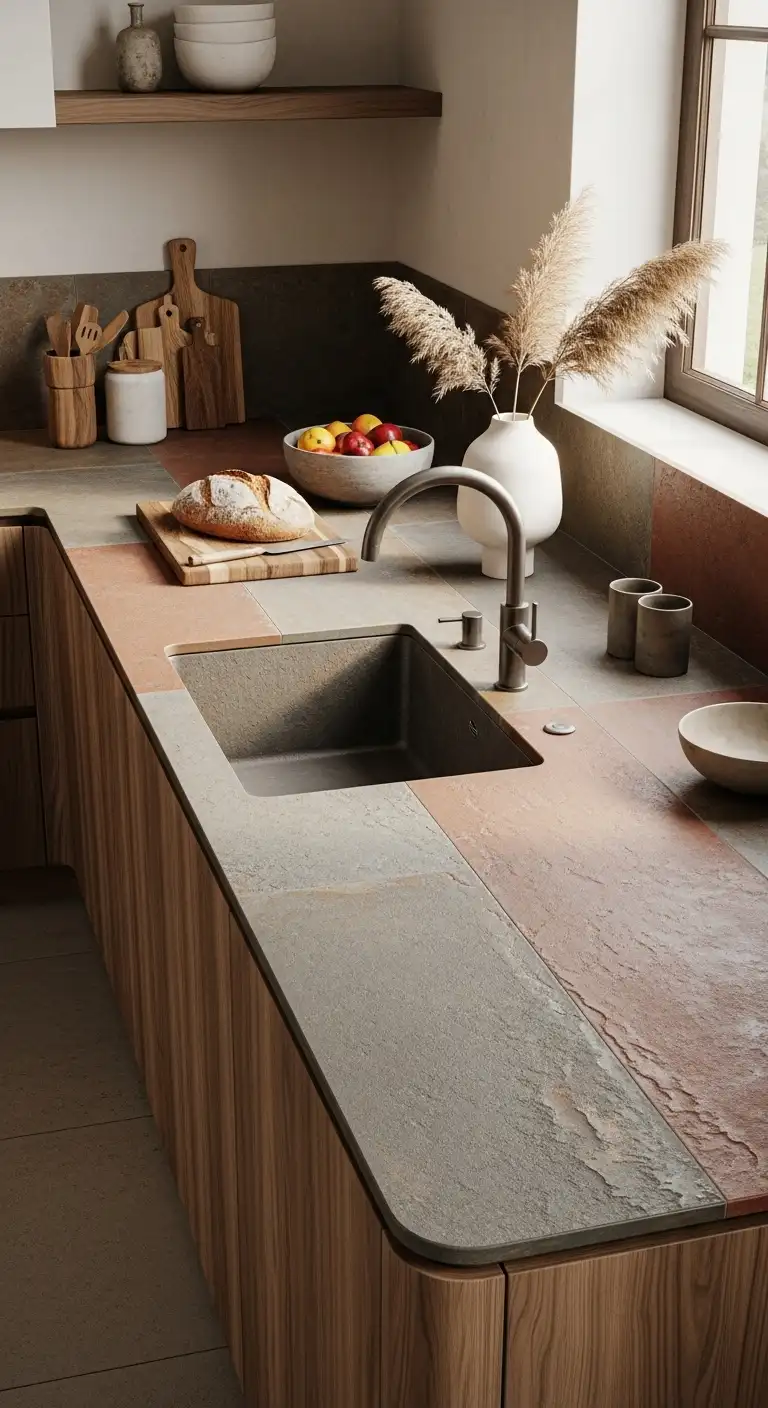 Earth-Toned Ceramic Countertops for Natural Harmony