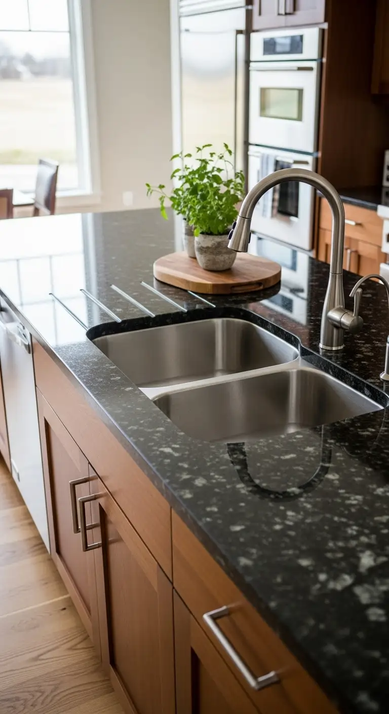 19. Granite Countertop Island with Double Sink
