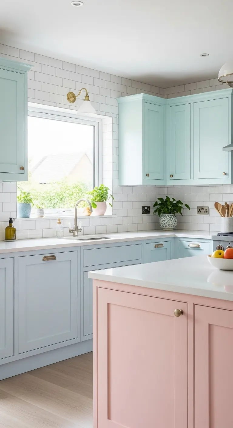 Painted Cabinets in Soft Pastels