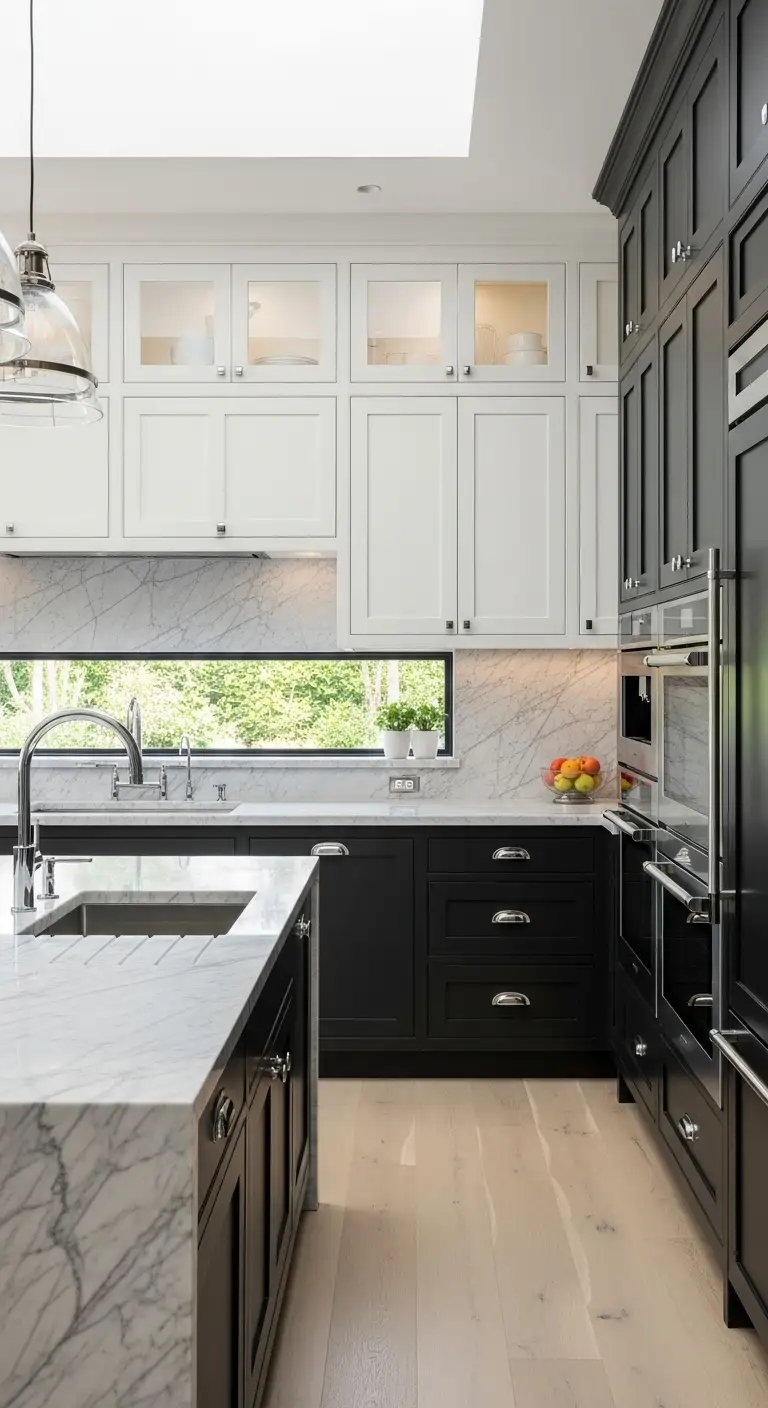 Two-Tone Black and White Cabinets