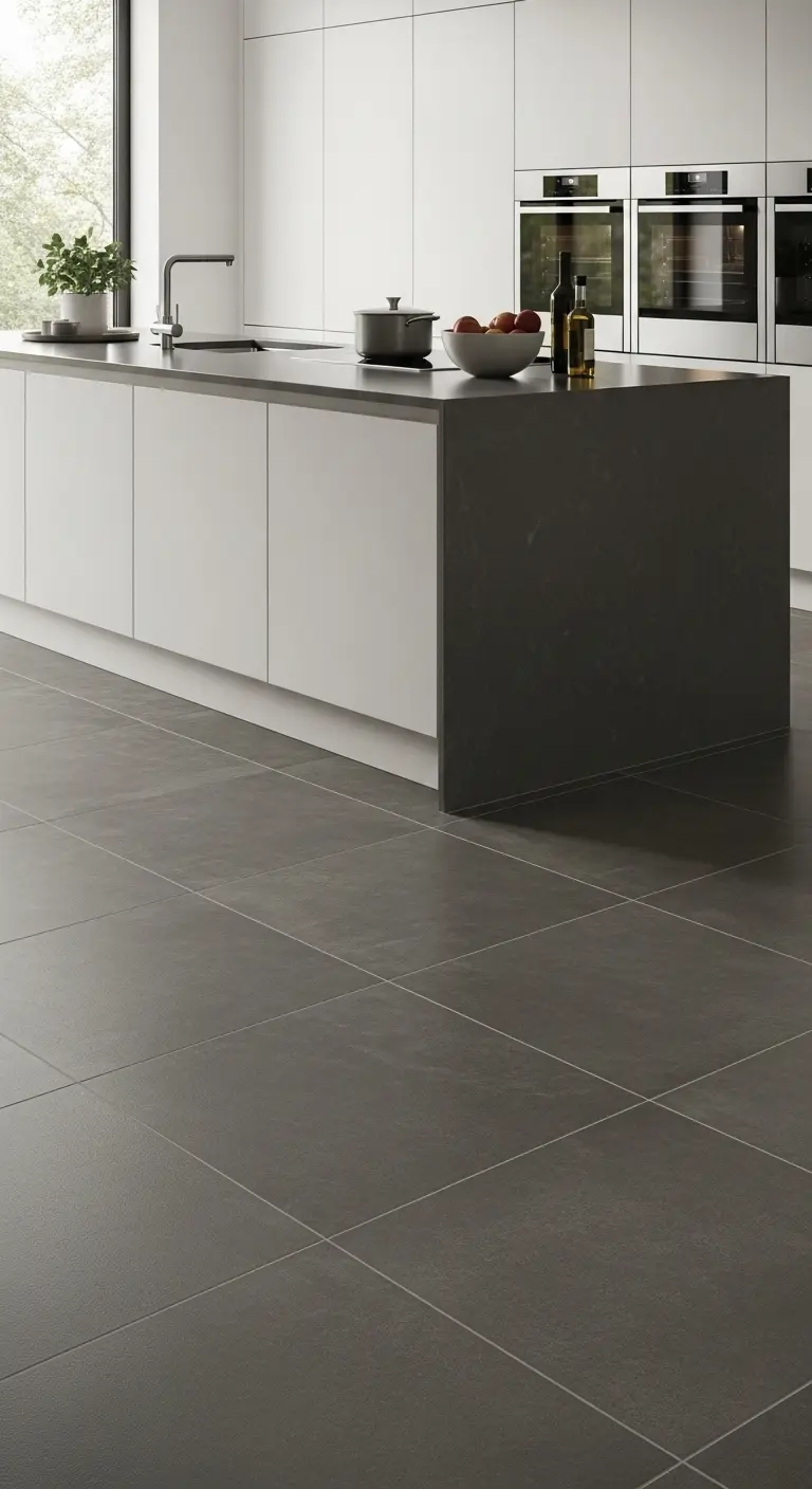 2. Charcoal Gray Ceramic Tiles for a Modern Statement