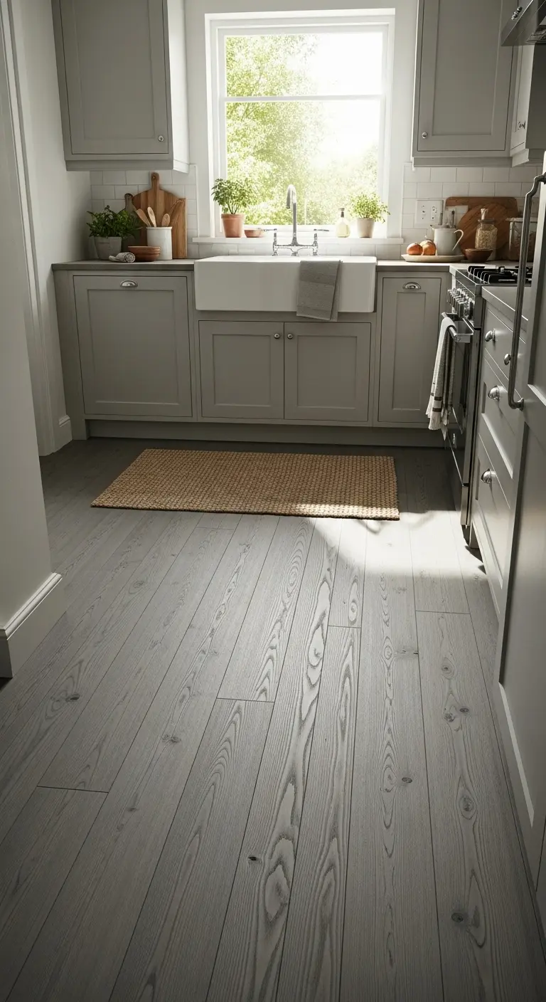 2. Grey-Washed Hardwood Planks