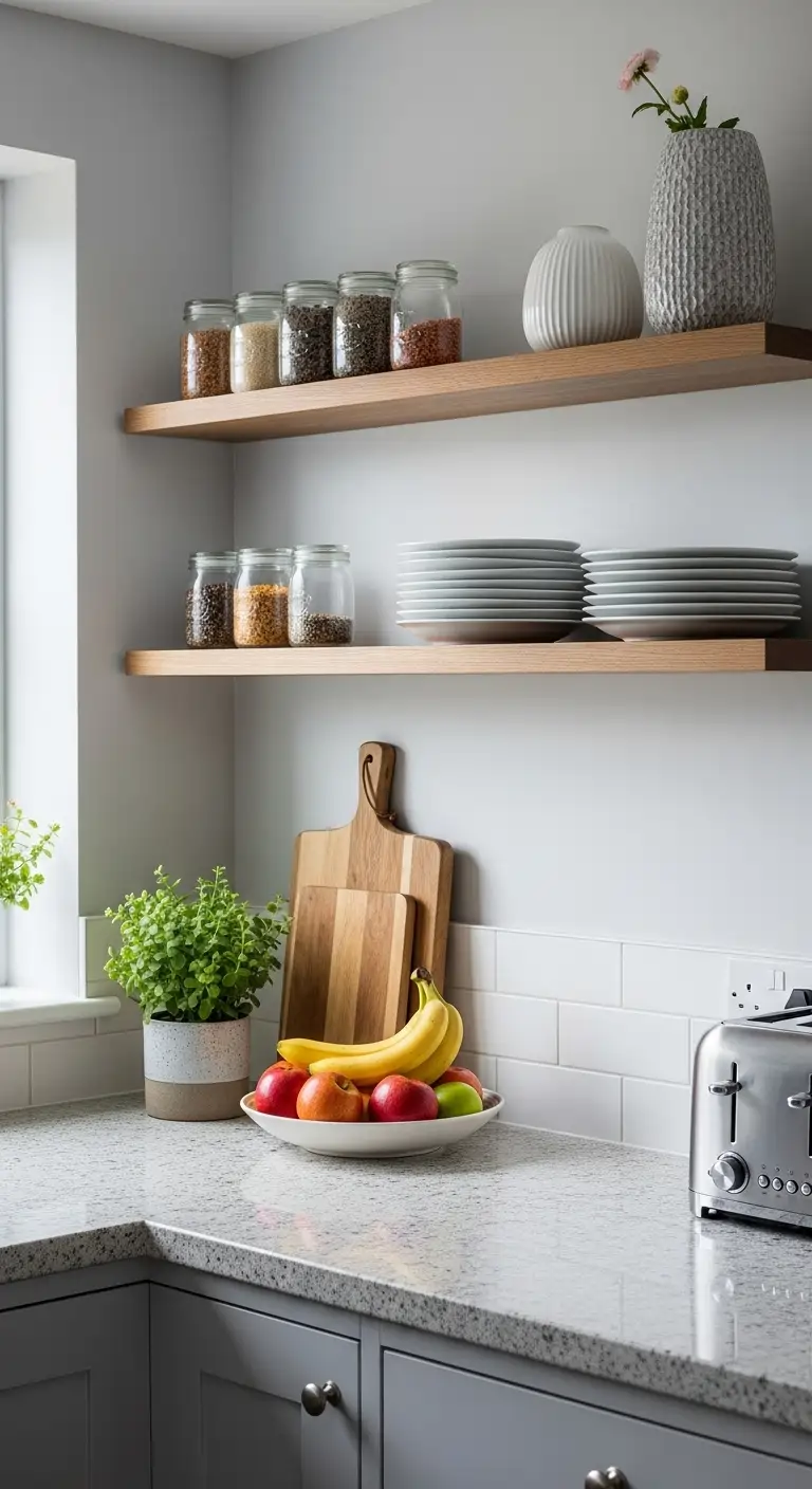 2. Install a Wall-Mounted Shelf Above the Counter