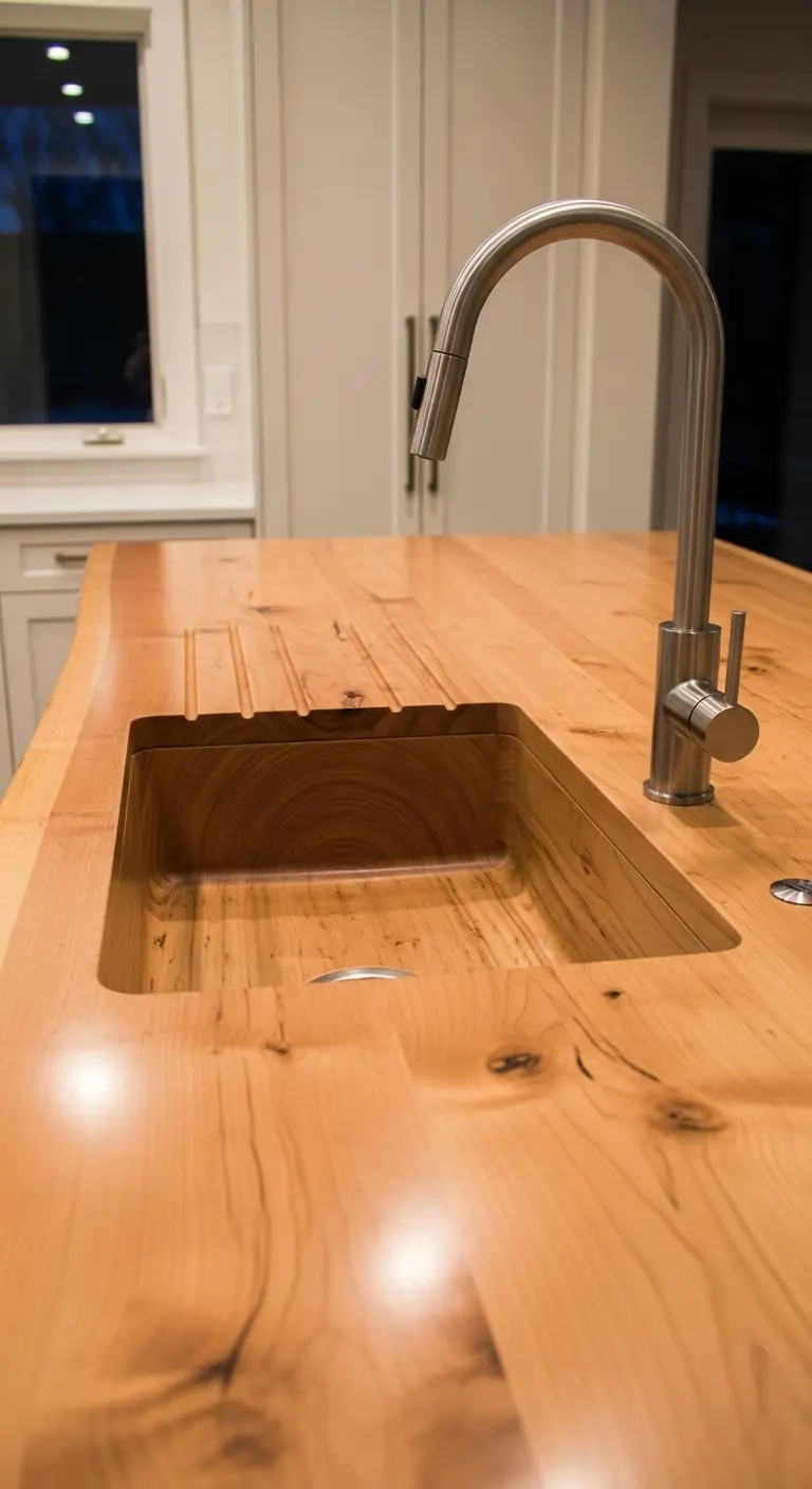 Maple Slab with Integrated Sink