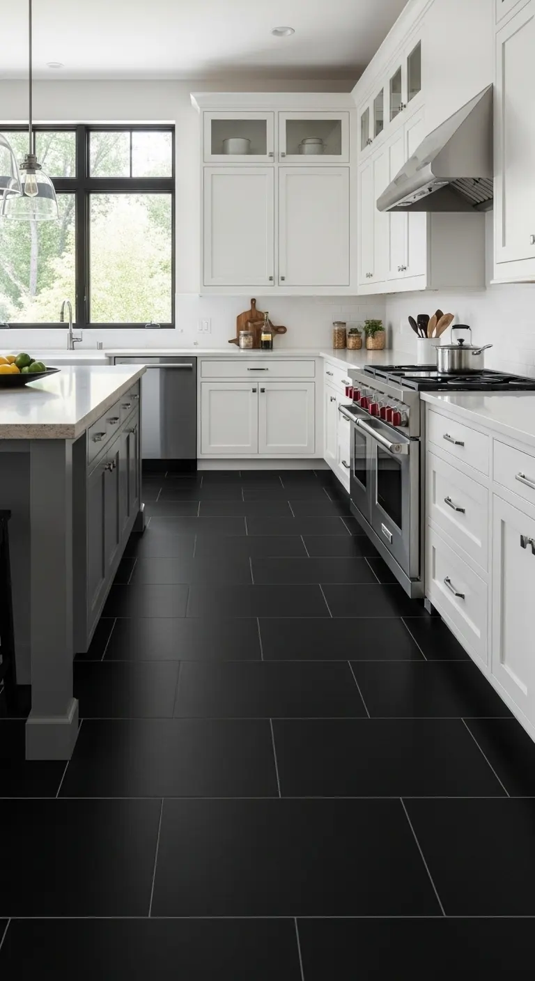 2. Matte-Finish Black Ceramic Tiles