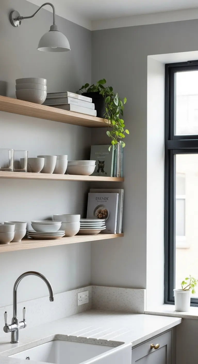 2. Minimalist Open Shelving