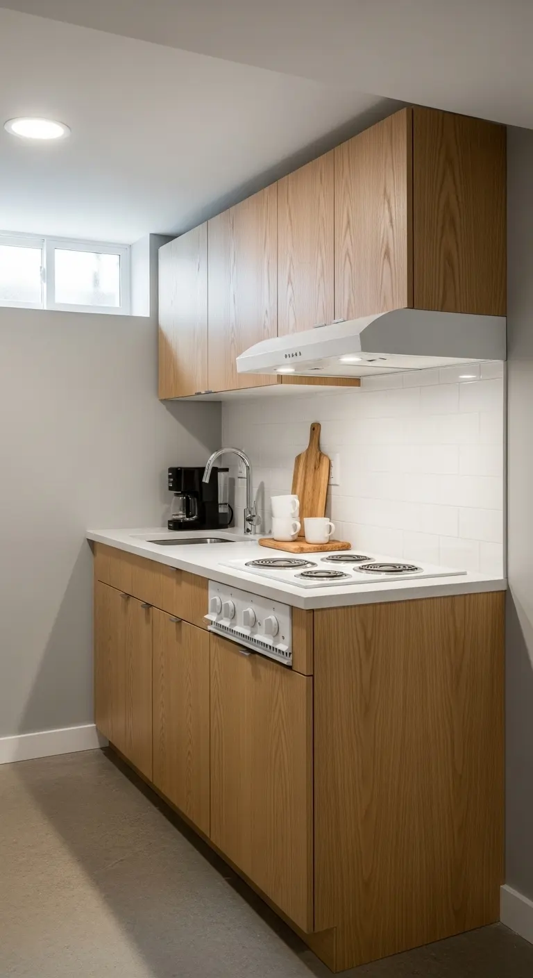 Single-Wall Kitchenette with Minimalist Stove