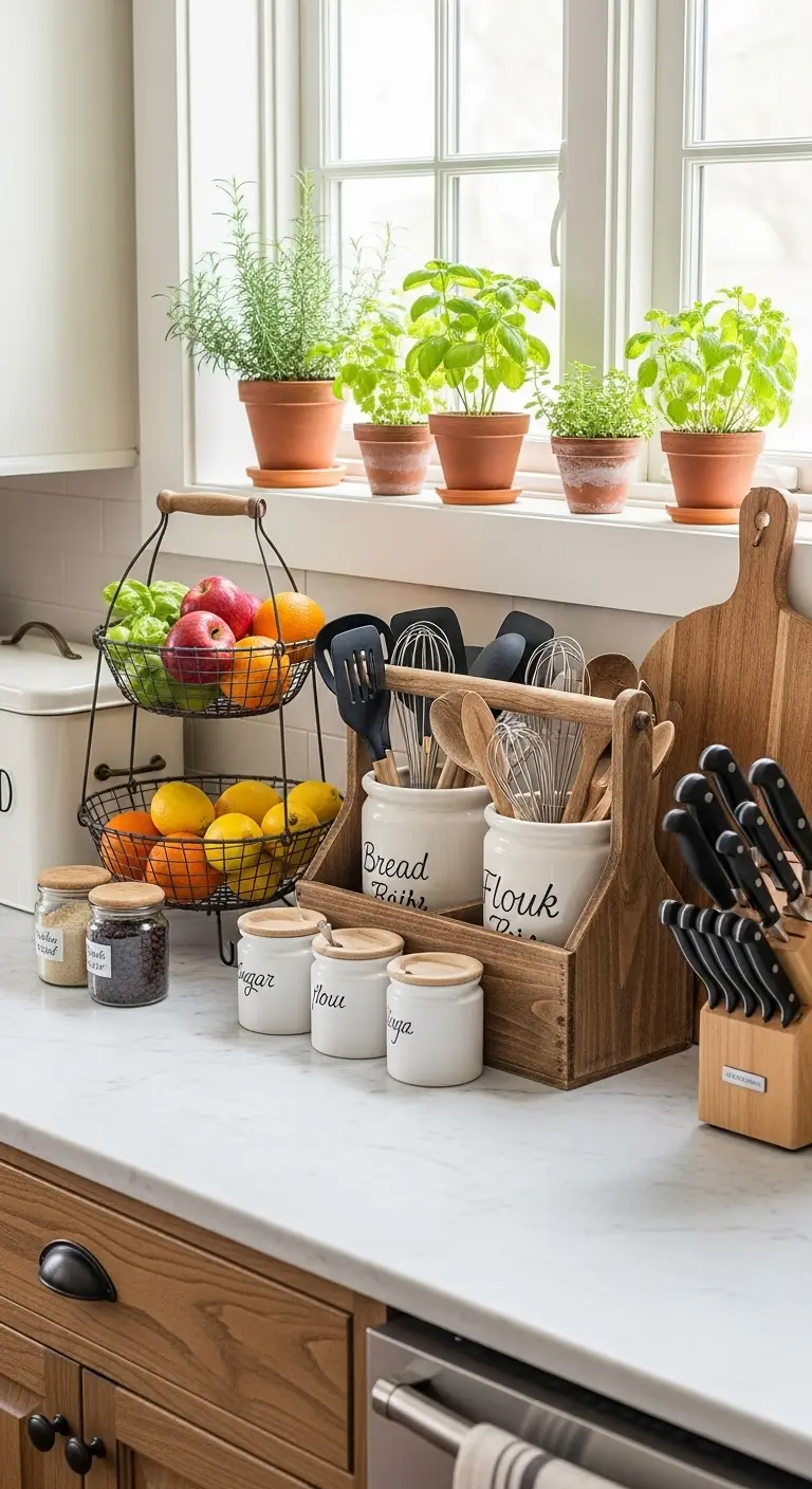 2. Tiered Countertop Storage for Maximum Space