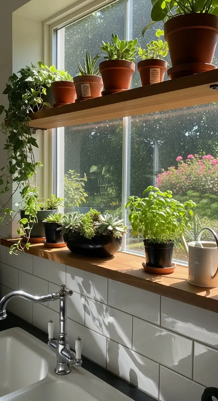 2. Window Shelf for Plants and Decor