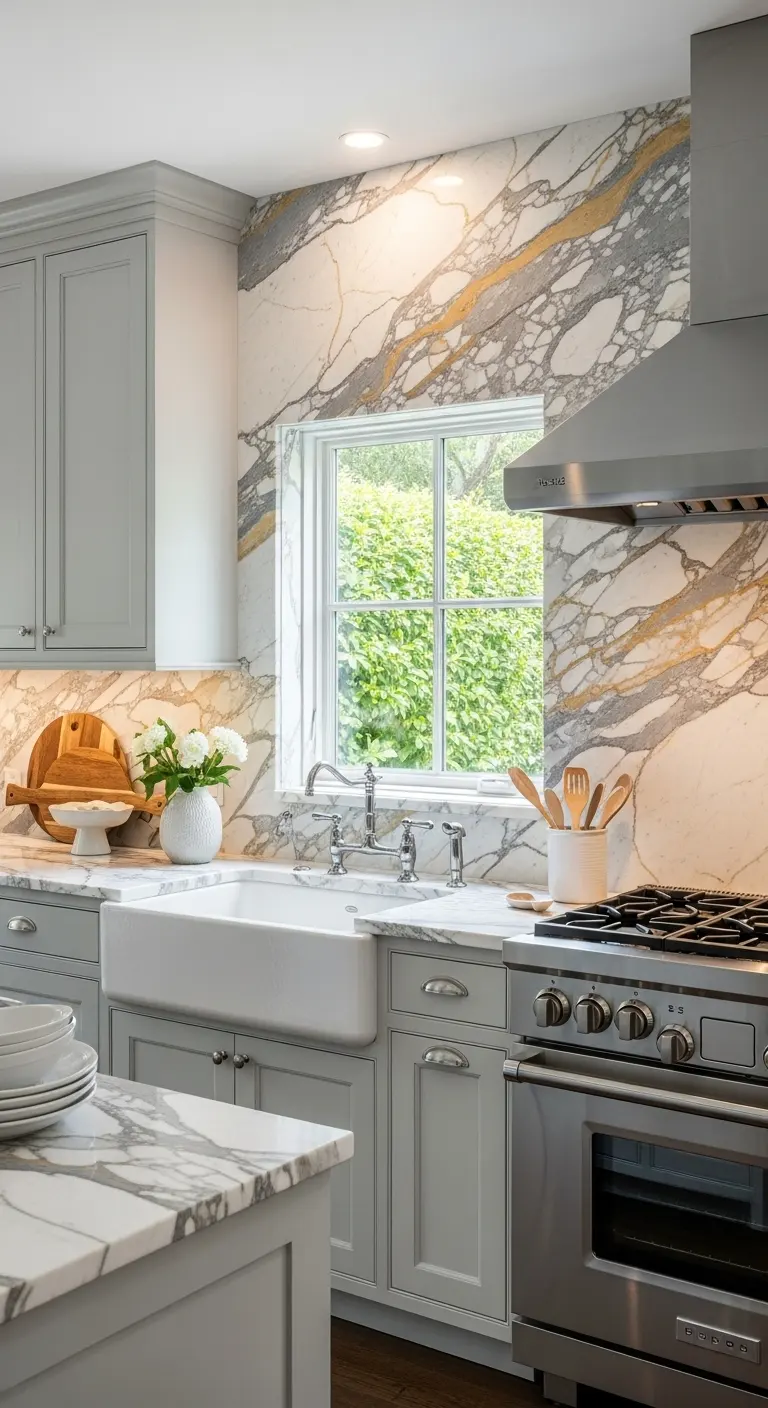 20. Calacatta with Soft Gray Cabinets