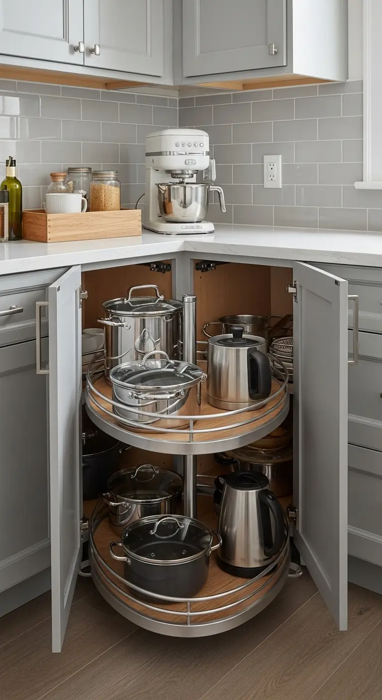 Corner Cabinets with Lazy Susans