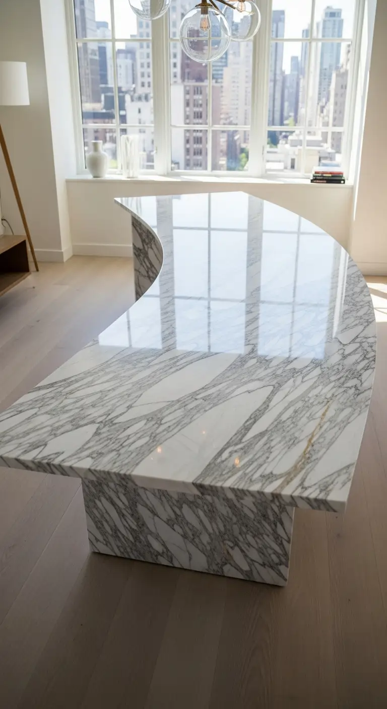 20. Curved Marble Table for Fluid Aesthetics