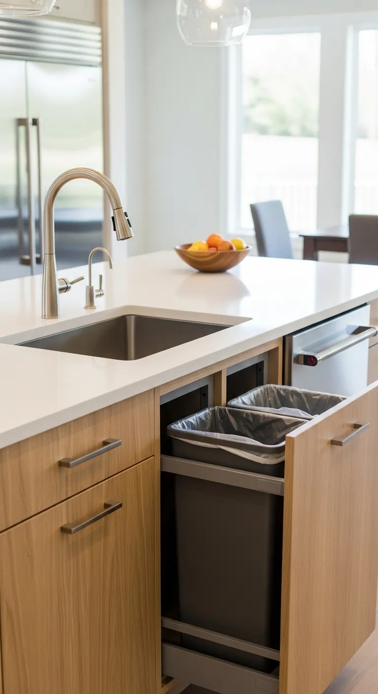 20. Island with Integrated Trash and Recycling Bins