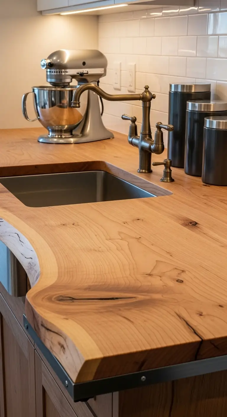 Maple Slab with Metallic Hardware