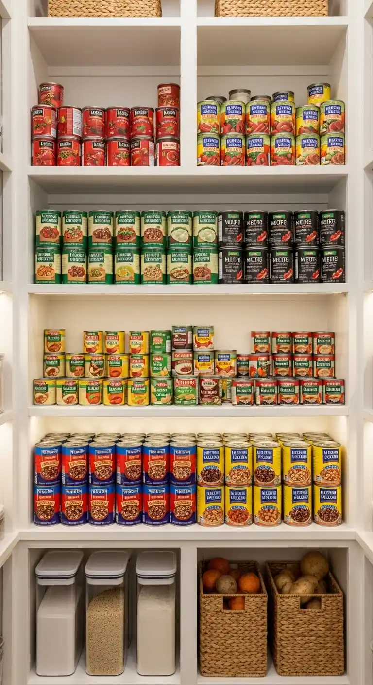 20. Tiered Pantry Shelves for Cans