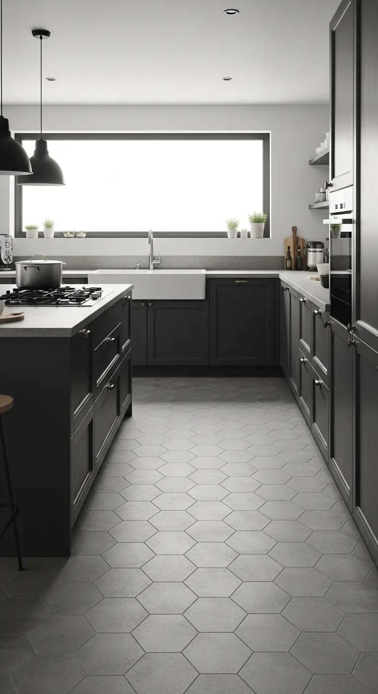 21. Concrete Grey Hexagon Tiles