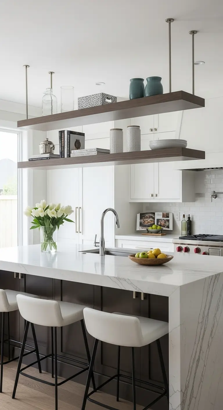 Floating Shelves with Island