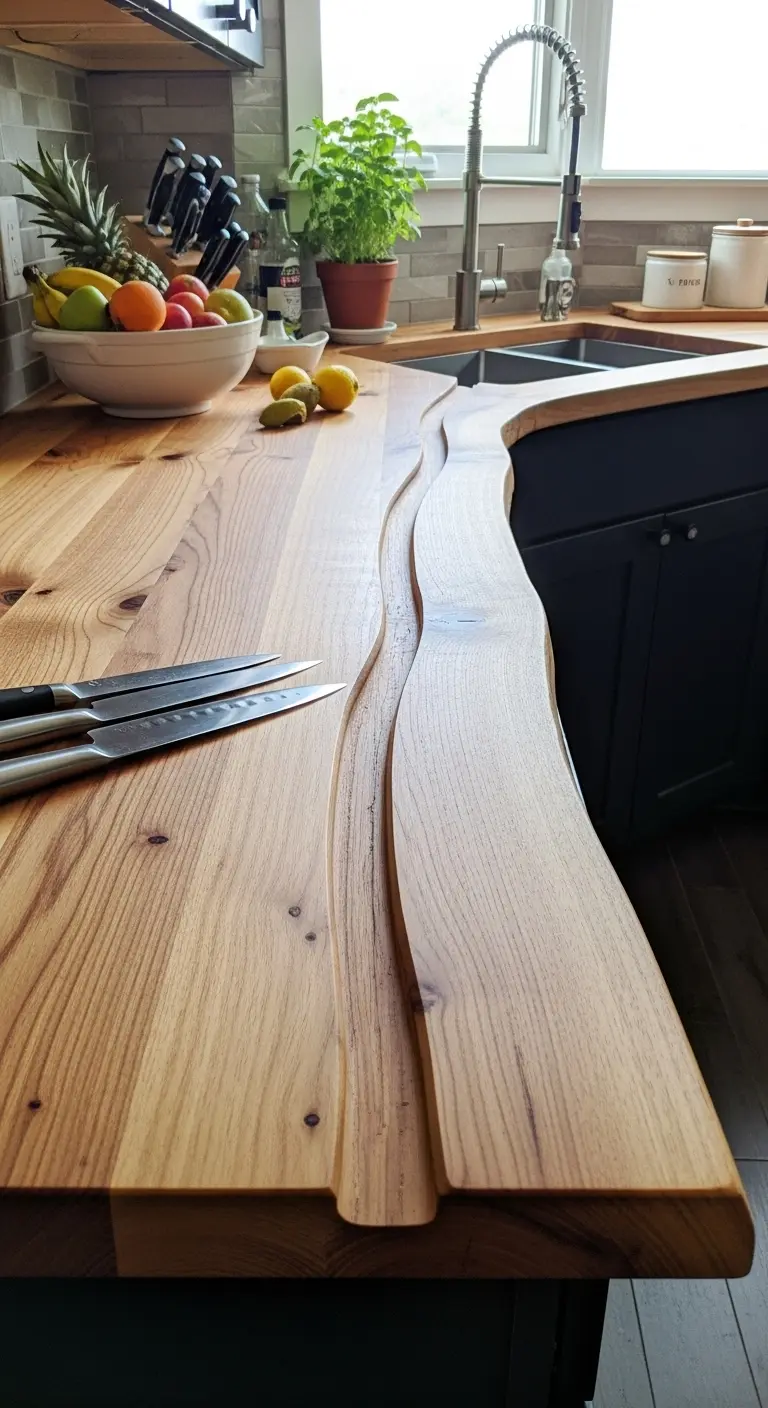 Hickory Slab with Integrated Cutting Groove