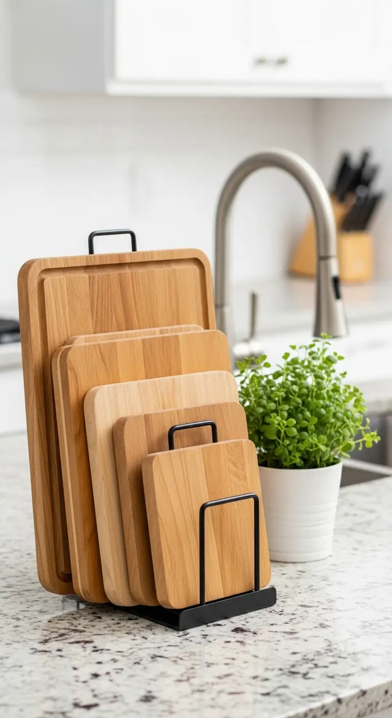 21. Keep Cutting Boards Upright in a Holder