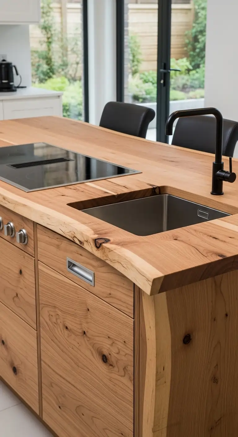 Maple Slab with Integrated Appliances