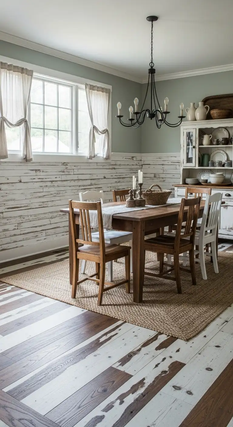 21. Rustic Whitewashed Wainscoting