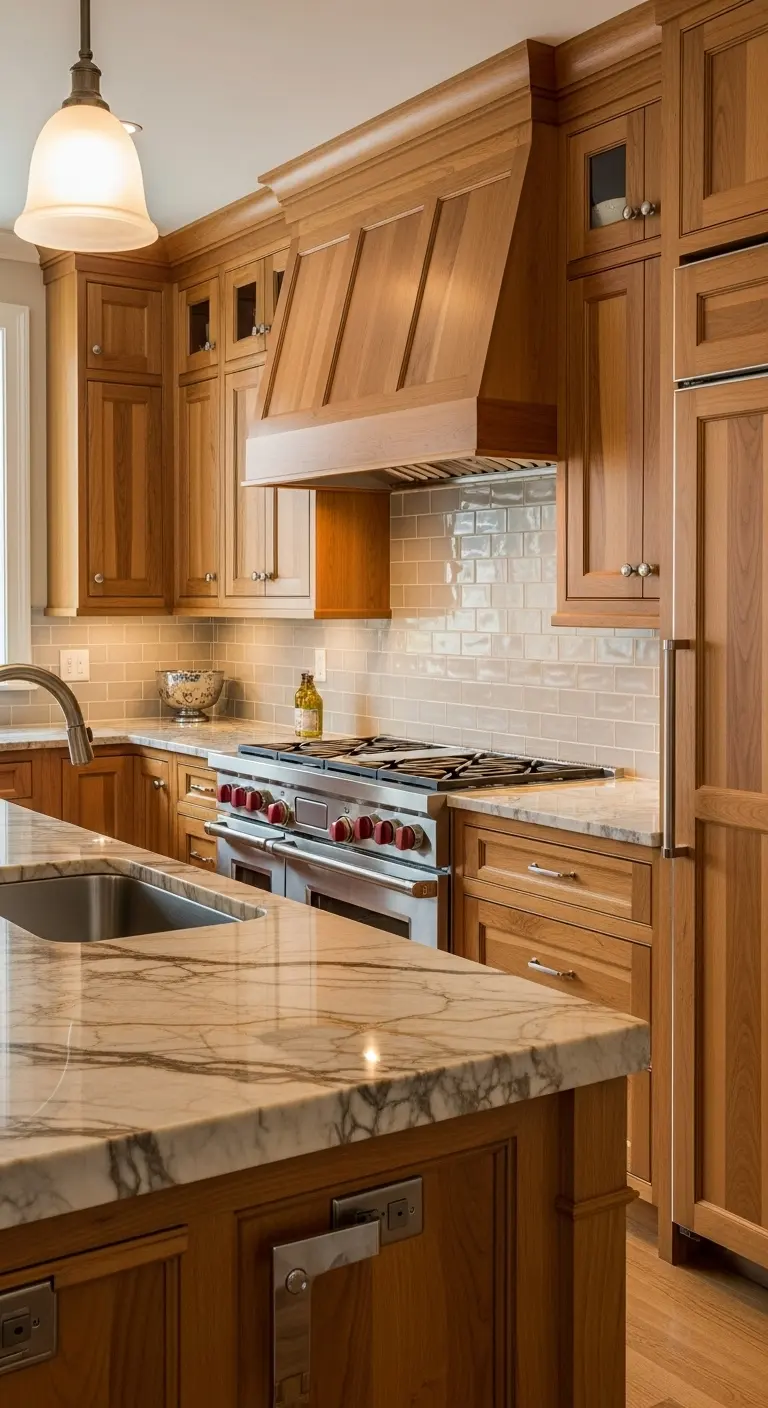 Warm Maple Cabinets with Stone Countertops