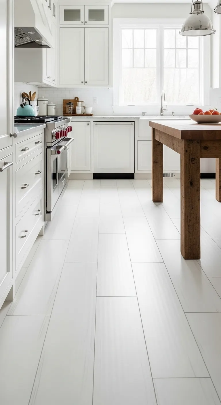 21. White Shiplap-Inspired Flooring