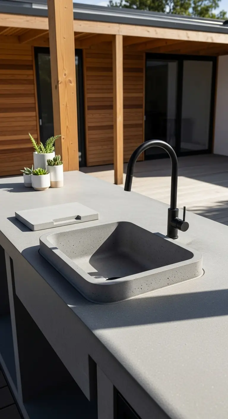 22. Minimalist Concrete Bowl Sink