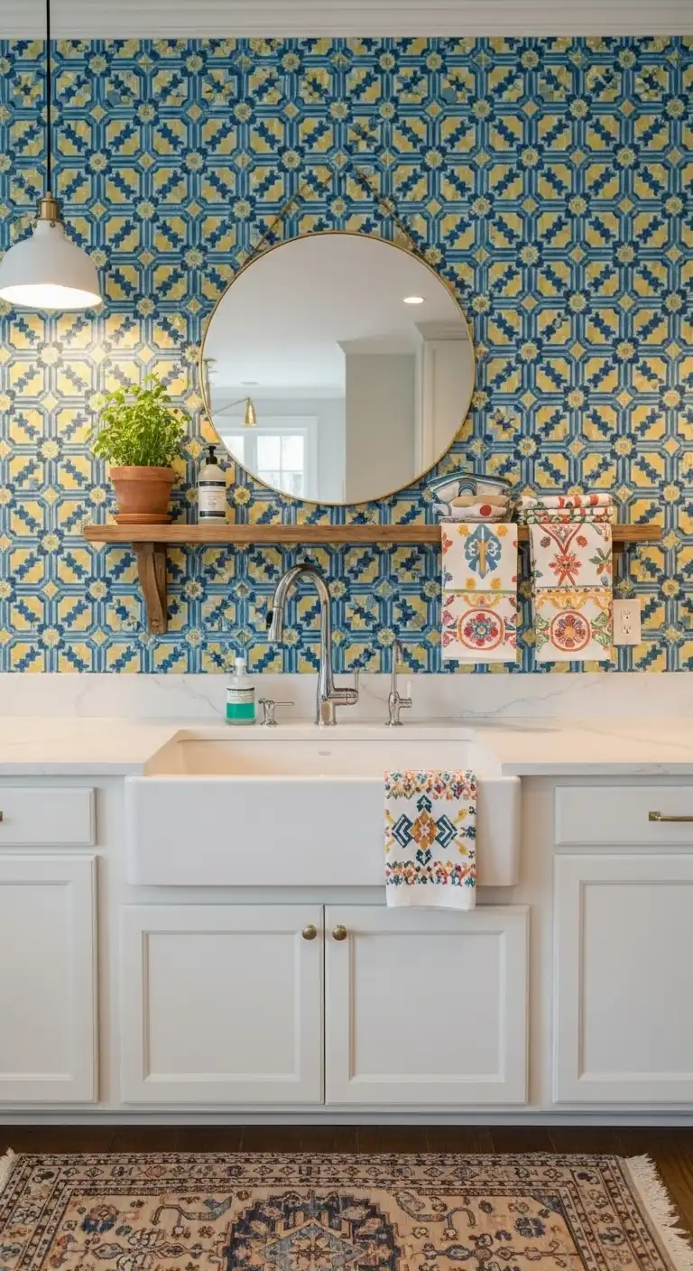 22. Use Patterned Wallpaper or Wall Decals