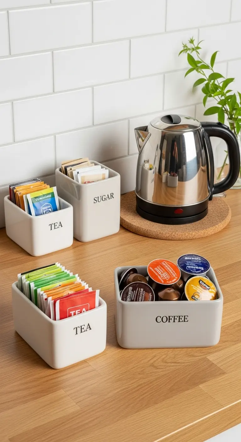22. Use Small Containers for Tea Bags or Coffee Pods