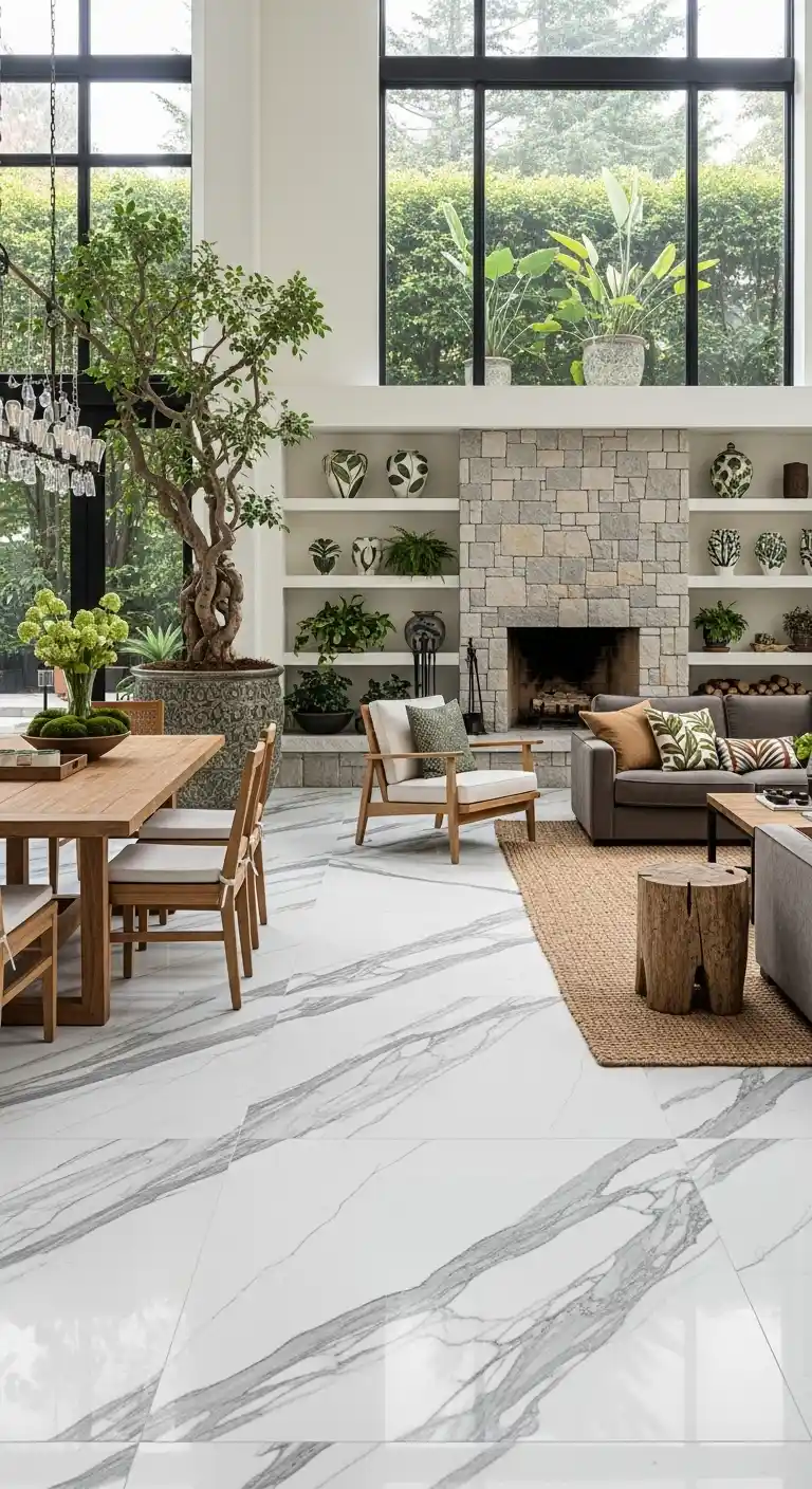 Outdoor-Inspired Calacatta Marble Interiors