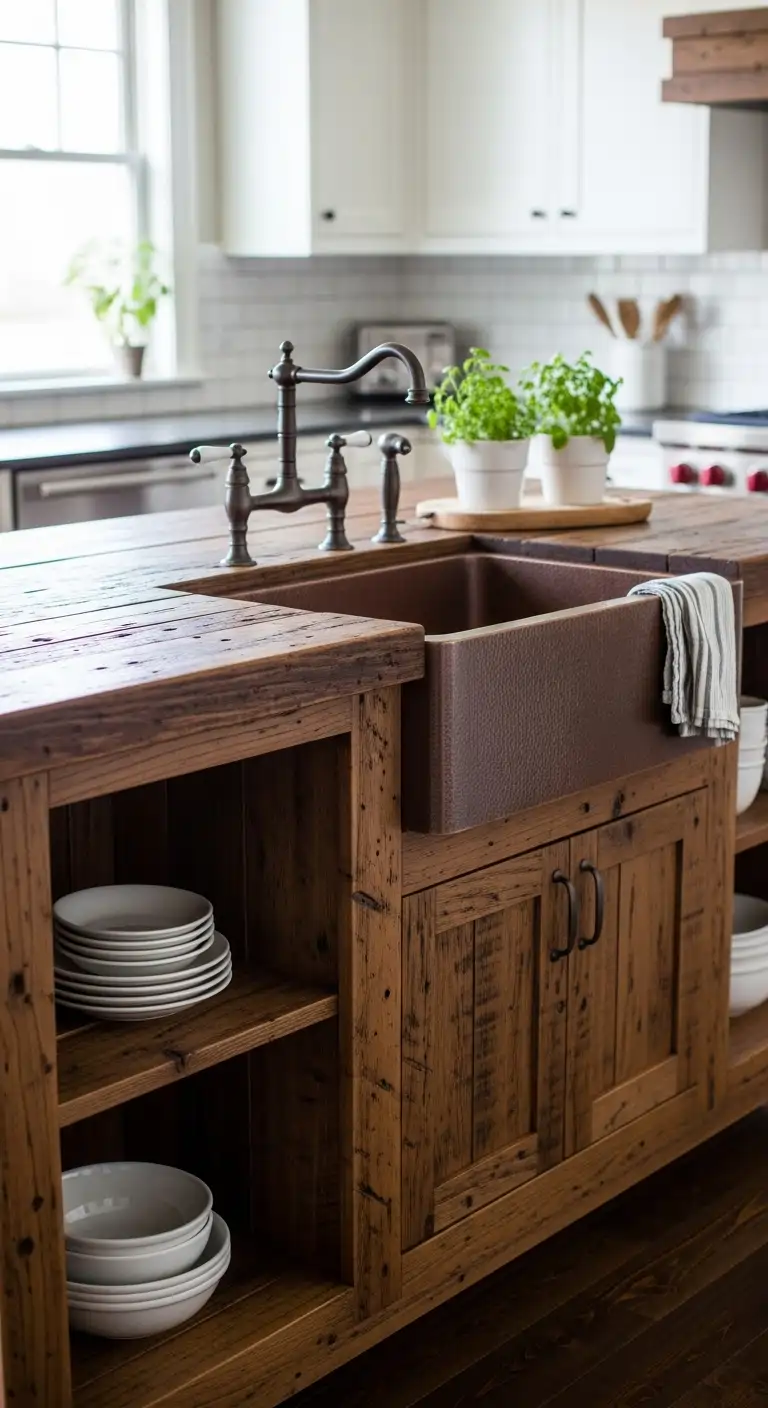 23. Wooden Island with Copper Sink