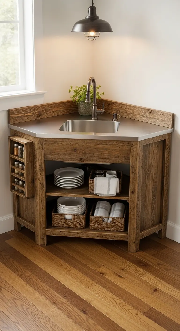 24. Compact Corner Island with Sink