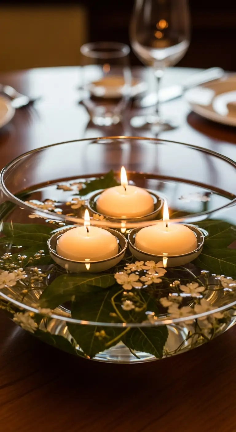 24. Glass Bowl with Floating Candles