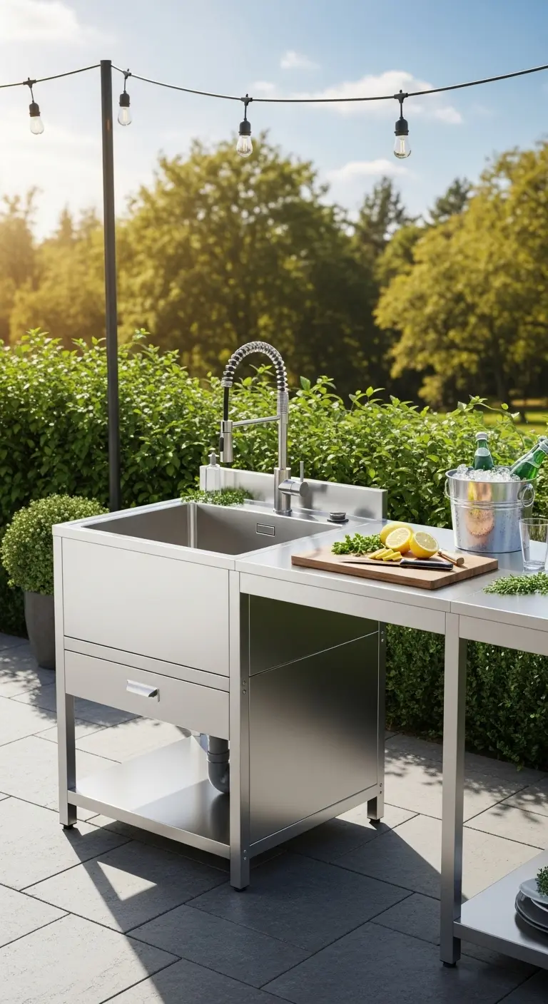 24. Portable Stainless Steel Sink with Counter