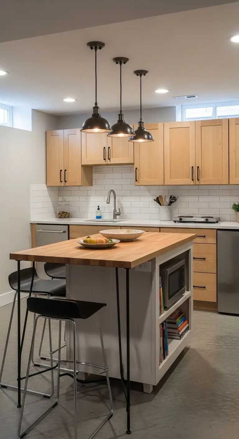 Basement Kitchenette with Multi-Purpose Island