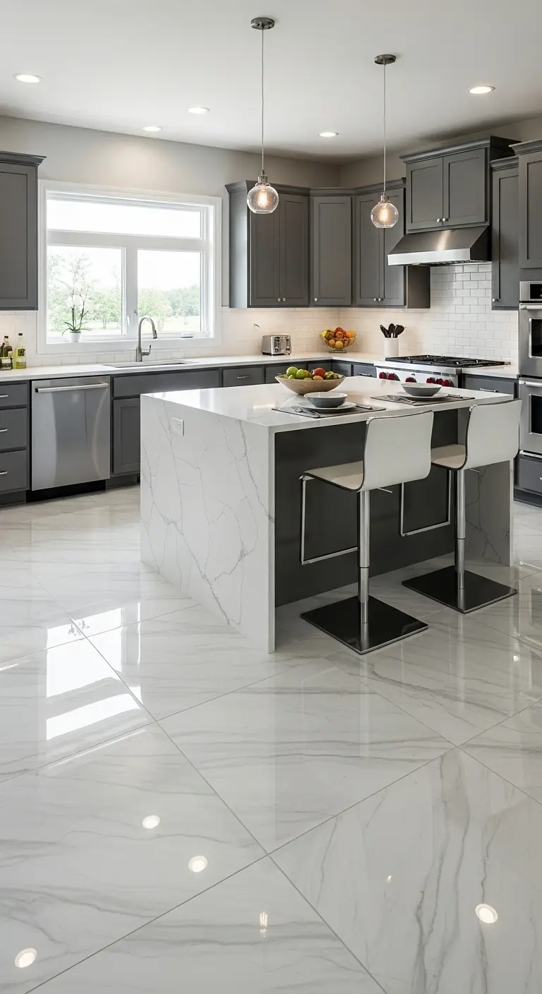 25. Pearl Gray Marble-Look Porcelain