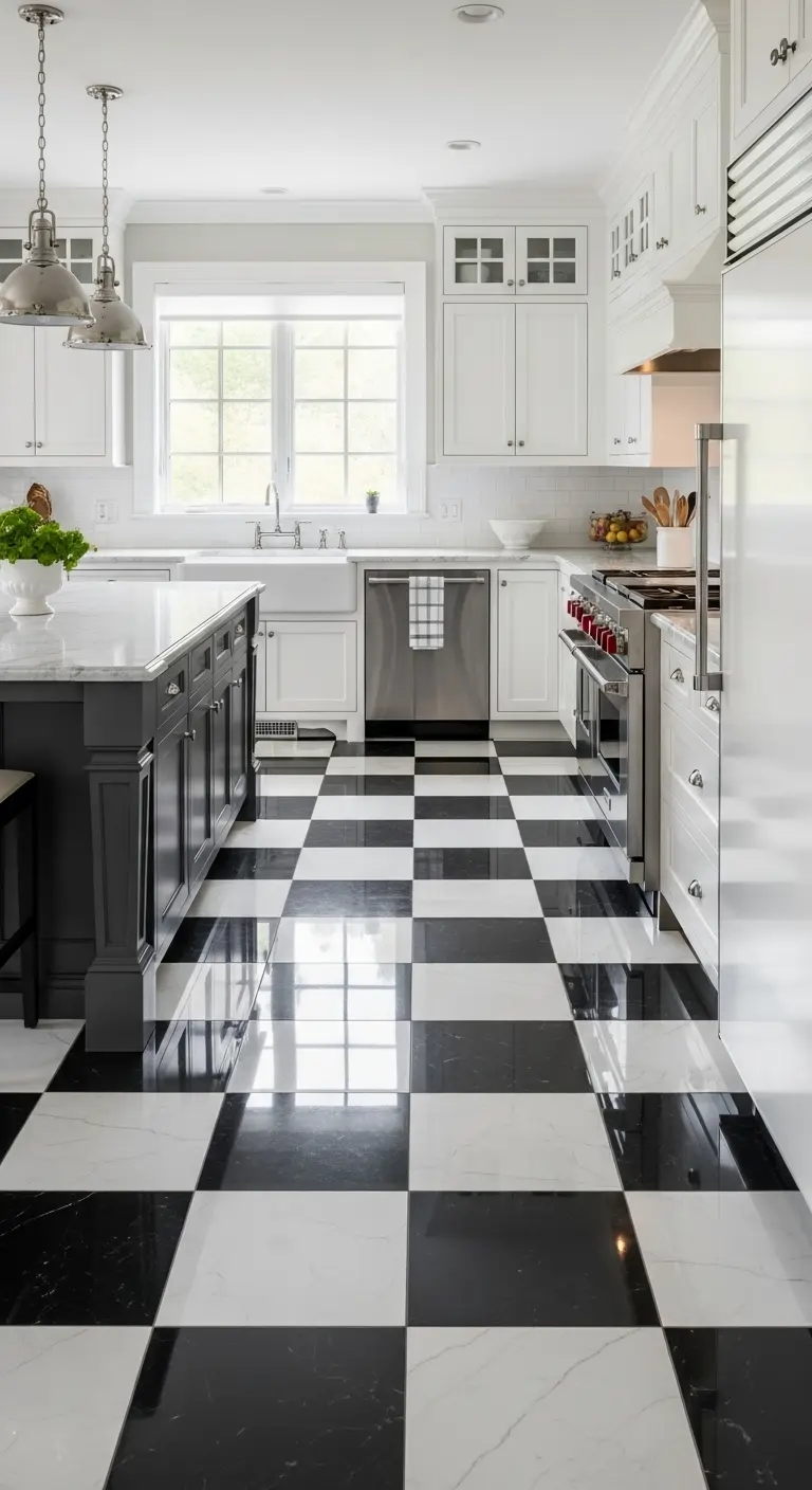 26. Checkerboard Pattern Flooring