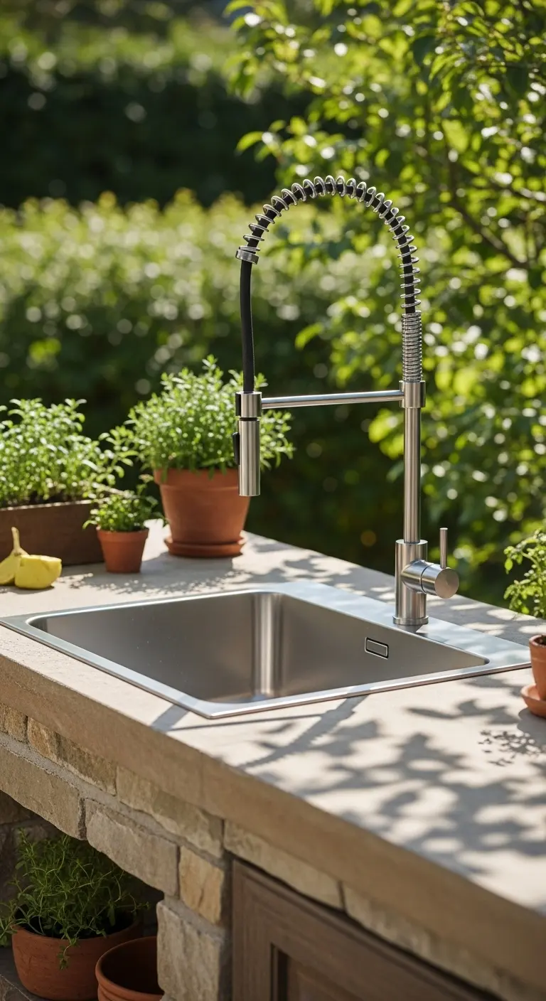 27. Outdoor Sink with Foldable Faucet