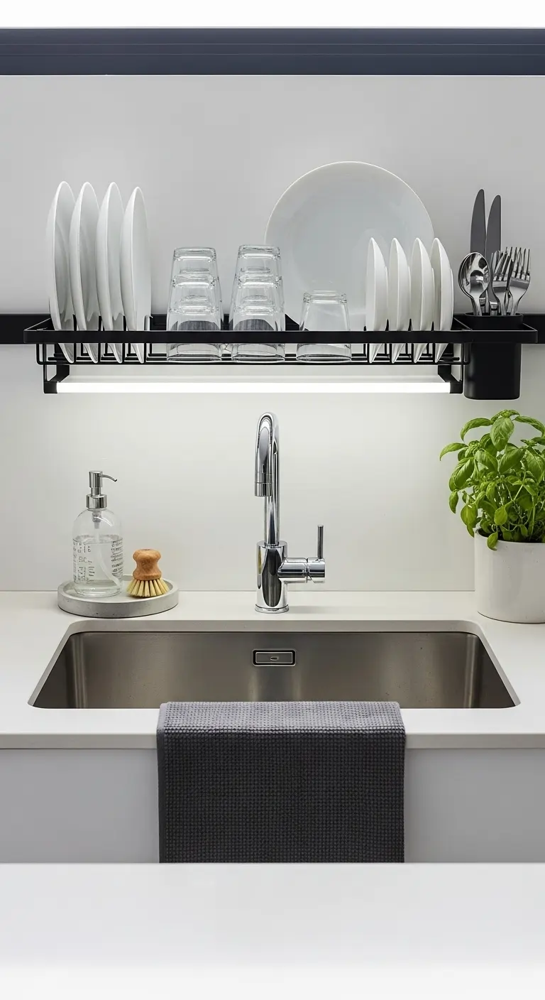 3. Add a Dish Drying Rack Above the Sink